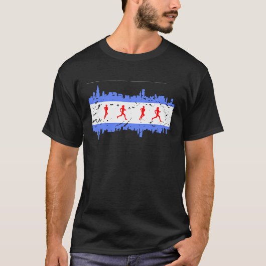 シカゴ国旗のランナーギアランニングシカゴのアパレル Tシャツ (正面)
