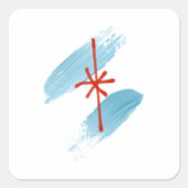 シカゴ国旗の指のシ絵を描ステッカー スクエアシール (正面)