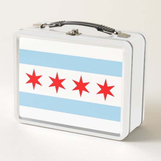 シカゴ国旗を持つ金属ステンレス弁当箱 メタルランチボックス (正面)