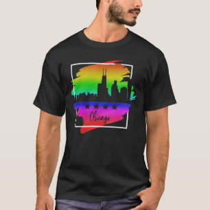 シカゴ国旗スカイラインLGBTゲイプライドパレード Tシャツ