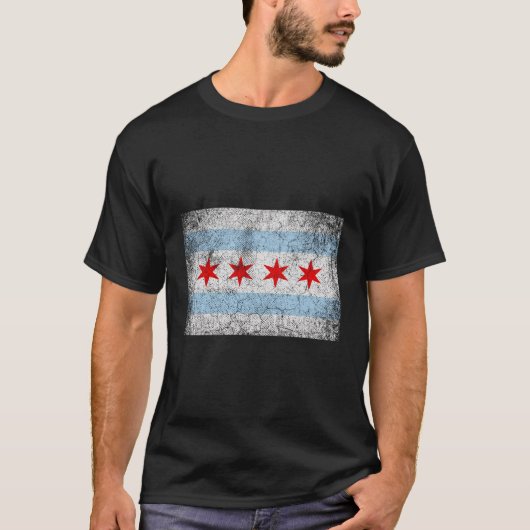 シカゴ国旗動揺してヴィンテージスタイルプライドメンズ Tシャツ (正面)