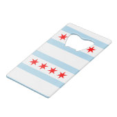 シカゴ国旗、イリノイ州クレジットカードボトルオープン クレジットカード栓抜き (正面アングル)