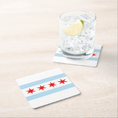 シカゴ国旗、イリノイ州平方紙コースター スクエアペーパーコースター (インサイチュ)