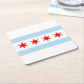 シカゴ国旗、イリノイ州平方紙コースター スクエアペーパーコースター (アングル)