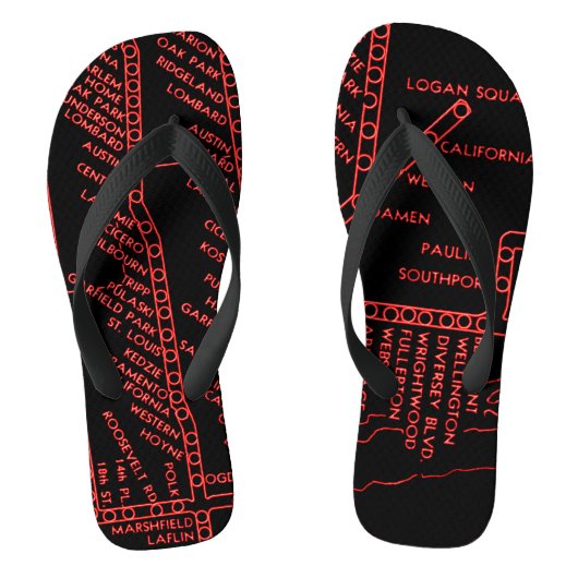 シカゴ地下鉄ヴィンテージシステムマップルートNEON ビーチサンダル (フットベッド)