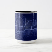 シカゴ地下鉄ヴィンテージ系統地図ルート ツートーンマグカップ (中央)