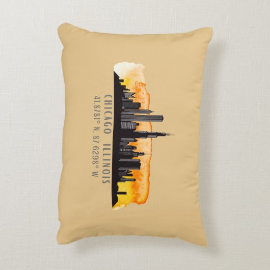 シカゴ天窓の緯度と経度 アクセントクッション (裏面(縦))