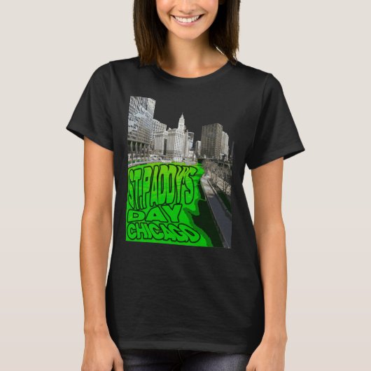 シカゴ川染めグリーン伝統St patricks day Tシャツ (正面)