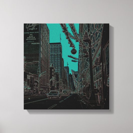 シカゴ州通り@ Christmas 1967 白熱［赤熱］光を放つ Edge キャンバスプリント (正面)