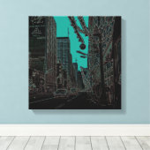 シカゴ州通り@ Christmas 1967 白熱［赤熱］光を放つ Edge キャンバスプリント (インサイチュ (ウッドフロア))