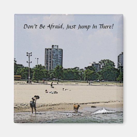 シカゴ市とミシガン湖 マグネット (正面)