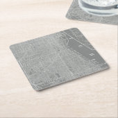 シカゴ市地図のスケッチ スクエアペーパーコースター (アングル)