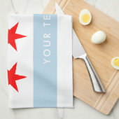 シカゴ市旗のキッチンカスタムタオルギフト キッチンタオル (四つ折り)