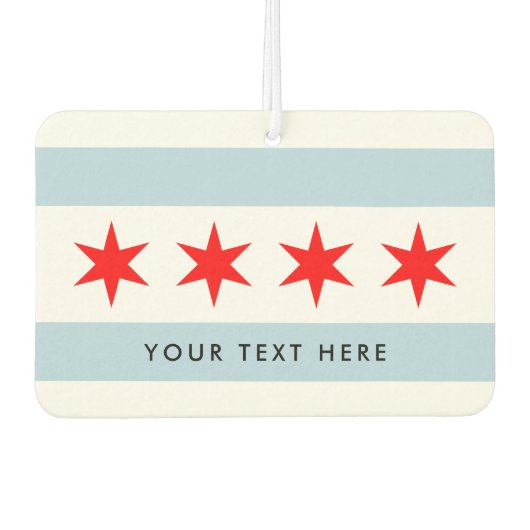 シカゴ市旗パーソナライズされた車の空気清浄機 カーエアーフレッシュナー (正面)