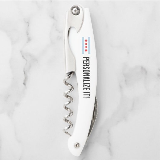 シカゴ市旗折り畳み可能パーソナライズされたです ソムリエナイフ (正面)