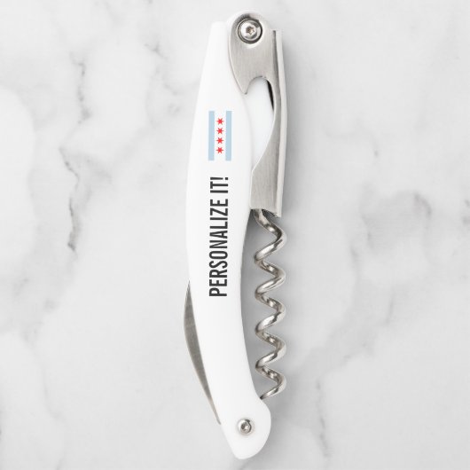 シカゴ市旗折り畳み可能パーソナライズされたです ソムリエナイフ (裏面)