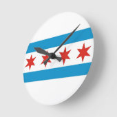 シカゴ市旗統一された州アメリカ合衆国 ラウンド壁時計 (傾斜)