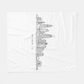 シカゴ市街のイラスト フリースブランケット (正面(横))