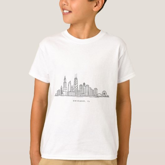 シカゴ市街のイラスト Tシャツ (正面)