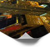 シカゴ建物超高層ビルライトアットナイト ポスター (角)