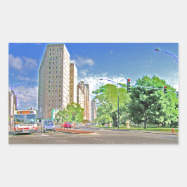 シカゴ忙し午後 長方形シール