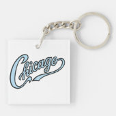 シカゴ文字インChicago Blue Script Keychain キーホルダー (裏面)