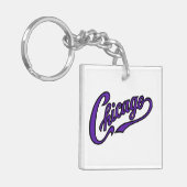 シカゴ文字インPurple Script Keychain キーホルダー (正面左)