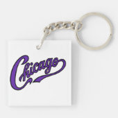 シカゴ文字インPurple Script Keychain キーホルダー (裏面)