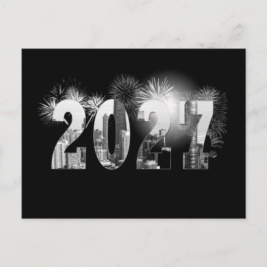 シカゴ新年2027 ビジネス 御礼 ポストカード (正面)
