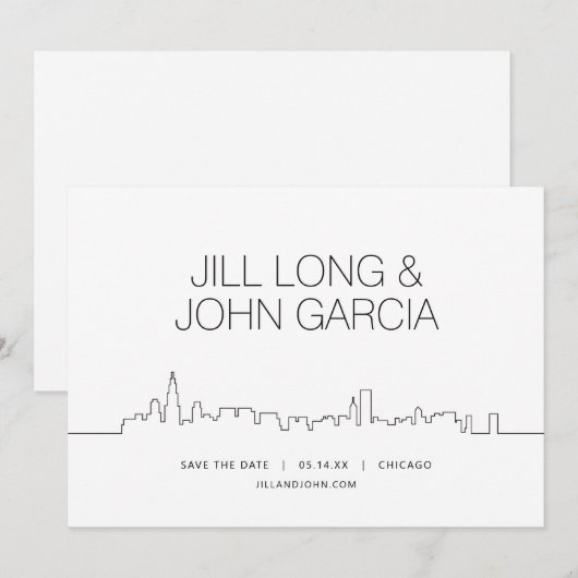 シカゴ日付の保存 招待状 (正面/裏面)