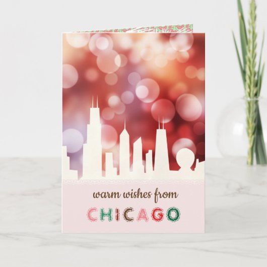 シカゴ最高のスカイラインはホリデーカード シーズンカード (正面)
