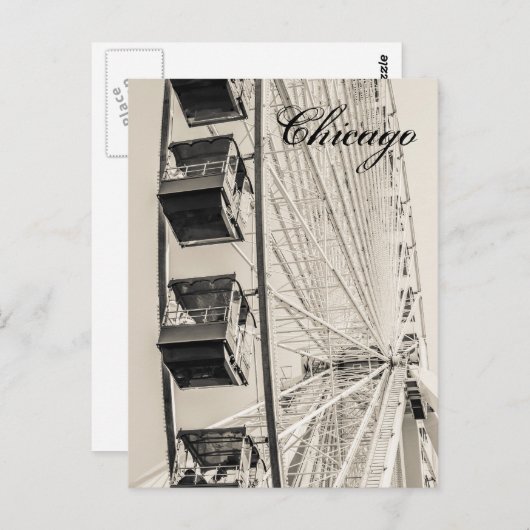 シカゴ海軍桟橋の観覧車の郵便はがき ポストカード (正面/裏面)