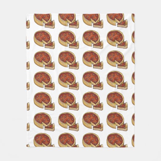 シカゴ深いディッシュペパローニピザパイスライス フリースブランケット (正面)