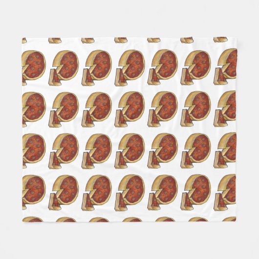 シカゴ深いディッシュペパローニピザパイスライス フリースブランケット (正面(横))