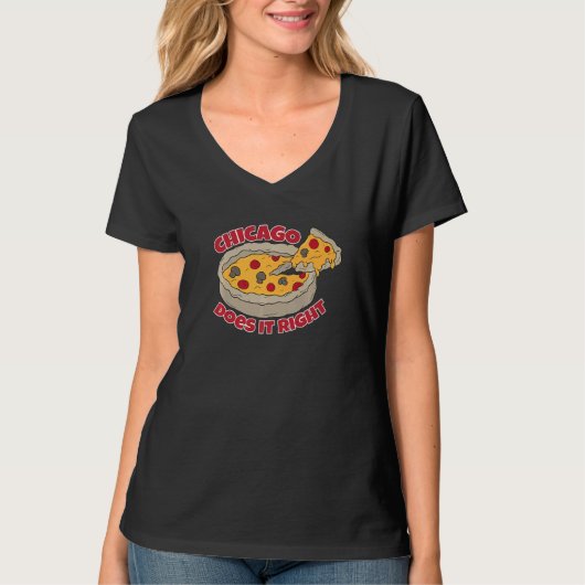 シカゴ深いピ最高のザッザディッシュピザ中西部チー Tシャツ (正面)