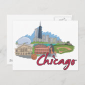 シカゴ漫画のスカイライン ポストカード (正面/裏面)