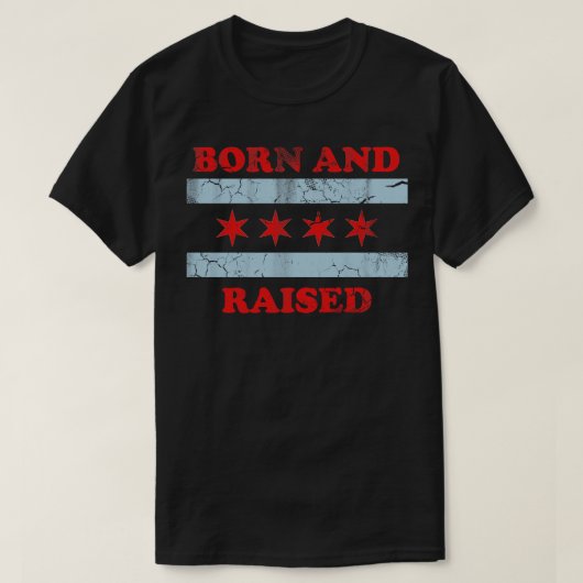 シカゴ生まれと上げたヴィンテージのフェード Tシャツ (デザイン正面)