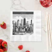 シカゴ白黒 縁ありランチョンナプキン (インサイチュ)