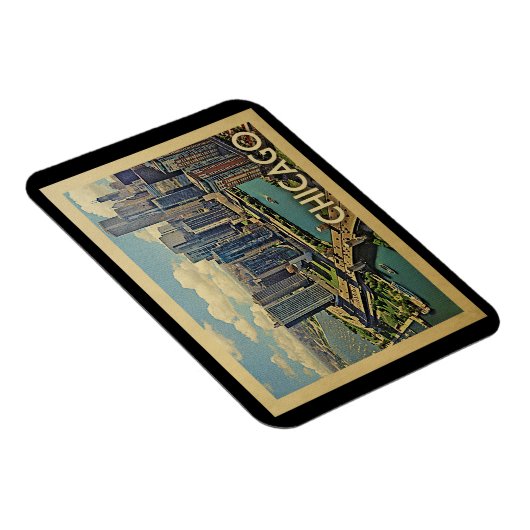 シカゴ磁石イリノイ州ヴィンテージ旅行 マグネット (右側)