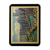 シカゴ磁石イリノイ州ヴィンテージ旅行 マグネット (縦)