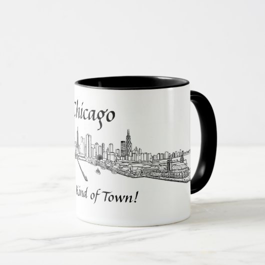 シカゴ私の種類の町の海岸線の眺めのスケッチ マグカップ (正面右)