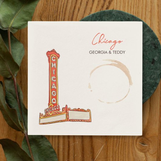 シカゴ結婚のカクテルナプキン スタンダードカクテルナプキン