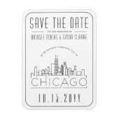 シカゴ結婚の様式化されたスカイライン日付を保存 マグネット (縦)