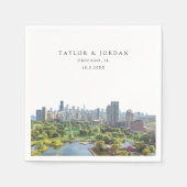 シカゴ結婚の紙カスタムカクテルナプキン スタンダードカクテルナプキン (正面)