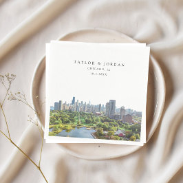シカゴ結婚の紙カスタムカクテルナプキン スタンダードカクテルナプキン