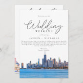 シカゴ結婚の週末のウェルカム日程 招待状 (正面/裏面)