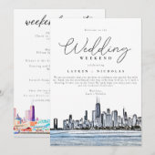 シカゴ結婚の週末のウェルカム日程 招待状 (正面/裏面)