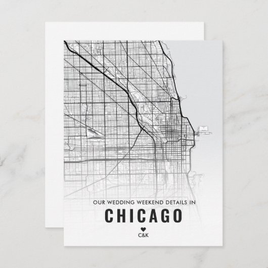 シカゴ結婚の週末詳細 エンクロージャーカード (正面/裏面)