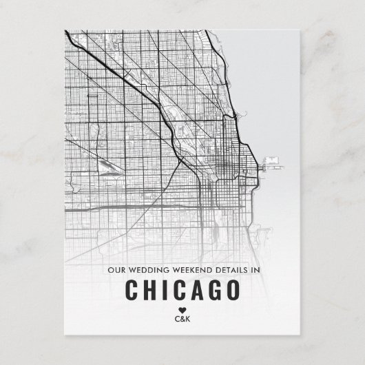 シカゴ結婚の週末詳細 エンクロージャーカード (正面)