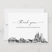 シカゴ結婚スカイラインの写真サンキューカード 招待状 (正面)